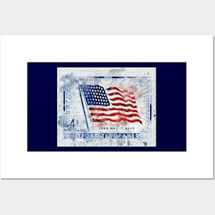 American flag Postage Stamp Watercolor art Posters and Art